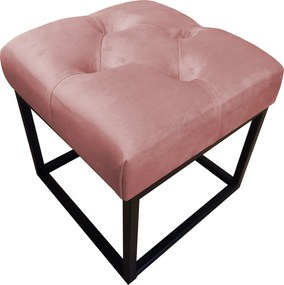 Pufa CHESTERFIELD tkanina Welur loft ławka podnóżek metal : Kolor Stelaża - Czarny , Kolor tkaniny - VELVET - MG58, Typ tkaniny - Velvet
