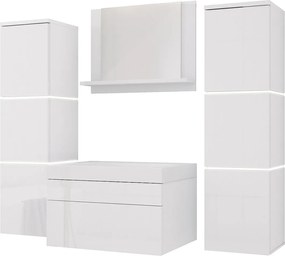 Zestaw mebli łazienkowych, Matowa biel, Połysk biały, 120 x 110 cm