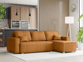 Rozkładana narożna sofa SMART COSARO musztardowa, dwustronna + 2 poduszki GRATIS
