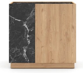 Czarno-naturalna szafka w dekorze dębu 80x79 cm Dione – Marckeric