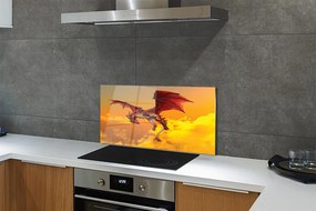 Szkło Ozdobne do Kuchni Smok na Niebie pełnym Chmur