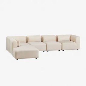 Sofa Modułowy 5-częściowy Z Lewym Szezlongiem Fogler Sztruks Beż Lniany - Sklum