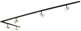 System szynowy z 5 reflektorami 1-fazowymi czarny ze złotem - Jeana