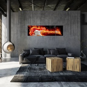 Obraz - Gitara w płomieniach (170x50 cm)