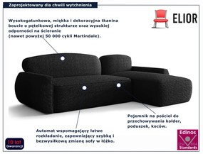 Czarny nowoczesny narożnik z pojemnikiem E6-W10