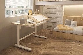 Białe podnoszone biurko szkolne elektryczne z nadstawką A6-S29