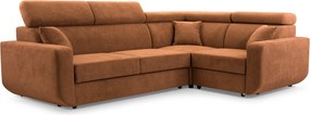 Masseno Narożnik RENO z funkcją spania i pojemnikiem na pościel Narozniki L, Rozkładana sofa - Miedziany, VELO 627