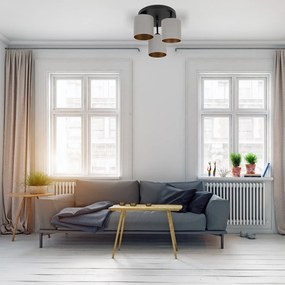 Lampa sufitowa czarna trzypunktowa z szarymi abażurami C-3030SC-GRGRGR