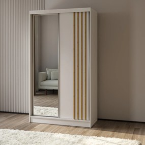 Szafa Przesuwna NELVIA 120 cm z Lustrem Szafa Dwudrzwiowa Biała