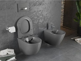 Mexen Lena miska wc Rimless z deską wolnoopadającą slim, duroplast, szara ciemna mat - 30224071