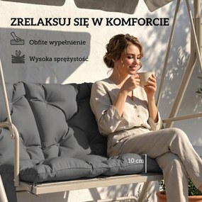 Outsunny Poduszka wodoodporna antypoślizgowa na huśtawkę outdoorowa z oparciem i paskami 150 x 100 cm ciemnoszara | Aosom PL