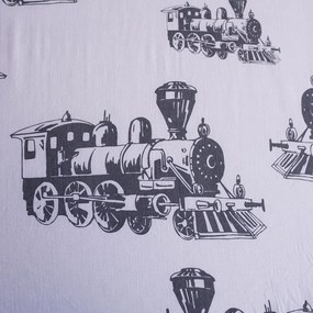 Szare bawełniane prześcieradło dziecięce z gumką 90x200 cm Train – Jerry Fabrics