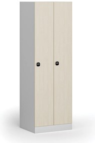 Szafka ubraniowa, 2-drzwiowa, 1850 x 600 x 500 mm, demontaż, zamek RFID, drzwi laminowane, brzoza