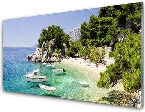 Panel Szklany Skaliste Wybrzeże z Łodziami