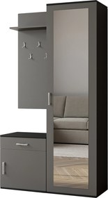 Masseno Garderoba VENTO 100/180,5/35 cm do Przedpokoju Nowoczesna Czarna