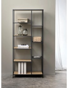 Czarno-naturalny regał w dekorze dębu 80x180x35 cm Altino – Unique Furniture