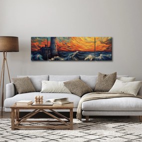 Obraz - Latarnia morska w falach (170x50 cm)