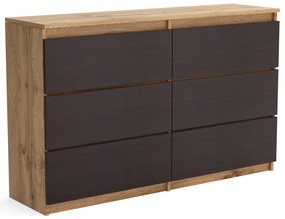 Duża komoda 6 SZUFLAD Szafka 120 cm ARIA Dąb Wotan/Wenge