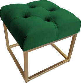 Pufa CHESTERFIELD tkanina Welur loft ławka podnóżek metal : Kolor Stelaża - Złoty, Kolor tkaniny - VELVET - MG25, Typ tkaniny - Velvet