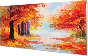 Szklany Panel Jesienne Liście na Drzewie