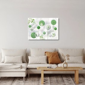 Obraz na szkle - Kwiaty w kółkach (70x50 cm)