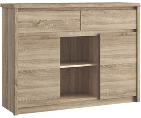 Komoda Dwudrzwiowa z Szufladami Drewniana do Sypialni MAURA 127 cm Dąb sonoma Loft