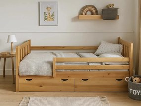 Łóżko 90x200 drewniane młodzieżowe Tina z szufladami, kolor dębowy