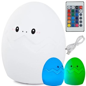 Silikonowa lampka nocna LED dla dzieci EGG 12,5 cm biała