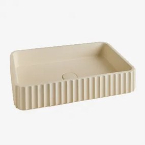 Prostokątna Umywalka 50x30 Cm Z Betonu Teide Kremowa - Sklum