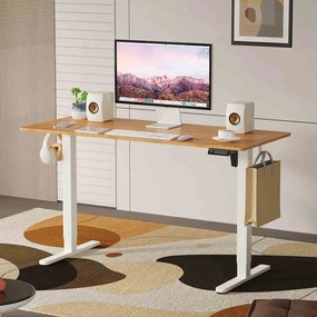 LVN System Biurko Control Lite 140 Biały/Drewno