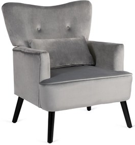 Fotel Uszak Wypoczynkowy BUNNY Szary Welurowy Nowoczesny Loft