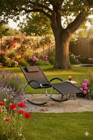 Czarny leżak ogrodowy bujany W9-T62