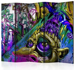 Parawan dwustronny Street art 225x172 cm 5-częściowy niebieski ARTGEIST B