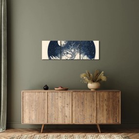 Obraz – Magiczne drzewo z jeleniem I. (z zegarem) (90x30 cm)