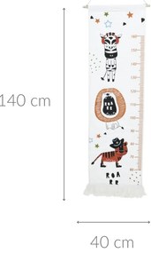 Miarka wzrostu na ścianę płócienna z frędzlami, do 160 cm wzrostu, 40 x 140 cm