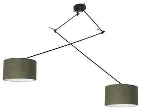Lampa wisząca regulowana czarna klosz zielony 35cm - Blitz II Nowoczesny Oswietlenie wewnetrzne