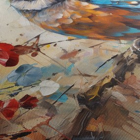Obraz - Malowana sowa (z zegarem) (90x30 cm)