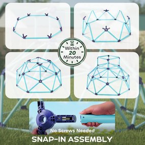 AIYAPLAY Kopuła wspinaczkowa Ø182,5 cm odporna na UV i wodoodporna, kopuła dla dzieci do 90 kg, dla 3-8 lat tworzywo sztuczne niebieska | Aosom PL