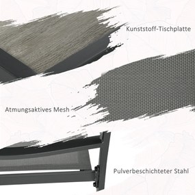 Outsunny Zestaw mebli ogrodowych, zestaw krzeseł ogrodowych, 1 stół, 4 krzesła, 150 x 87 x 72 cm, Szary