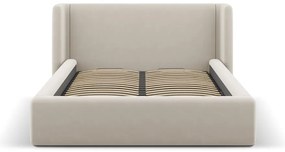 Beżowe tapicerowane łóżko dwuosobowe ze schowkiem ze stelażem 140x200 cm Jason – Windsor &amp; Co Sofas