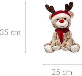 Pluszowy renifer w czapce, 35 cm