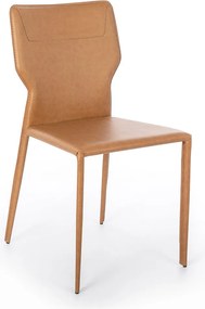 Zestaw 2 nowoczesnych krzeseł ze skóry ekologicznej w kolorze brązowym "Quito" z metalowymi nogami, 44x56 cm, 86,5 h