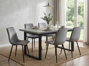 Szare aksamitne krzesło TURIN z czarnymi nogami