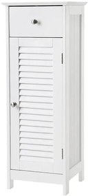 Klasyczny biały łazienkowy słupek z szufladą i szafką G5-F03