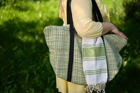 Stylowy komplet torba plażowa + ręcznii HAMAM 75x150 cm, zielony