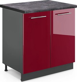 Szafka pod zlew bordowa czerwień wysoki połysk 80x60x82 fame-line