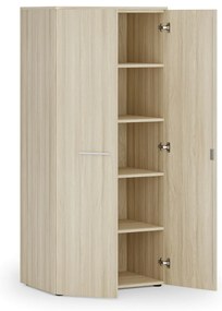 Szafa biurowa z drzwiami PRIMO WOOD, 800 x 500 x 1781 mm, dąb naturalny