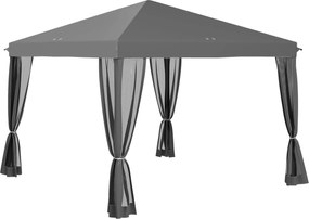 Outsunny Pawilon ogrodowy składany 3x3 m z moskitierą wodoodporny dach stalowa rama jasnoszary | Aosom PL