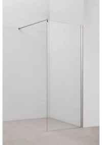 Stała Ścianka Prysznicowa Ze Szkłem Hartowanym 8 Mm I Aluminium Bristol Szczotkowana Szarość & Transparent & 80 X 195 Cm - Sklum