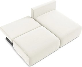 Kremowy aksamitny rozkładany/ze schowkiem narożnik (prawostronny/z szezlongiem) Kalena – Makamii